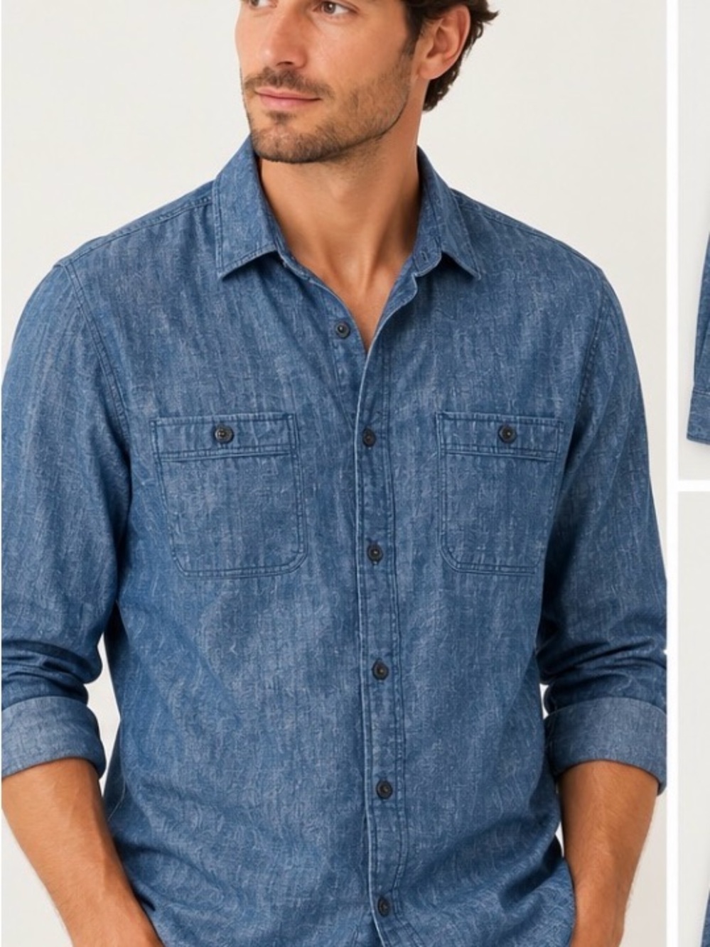 Banana Republic Men’s Blue Chambray Shirt Slim Fit XXL Long Sleeve